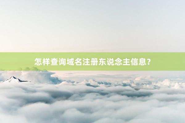 怎样查询域名注册东说念主信息?