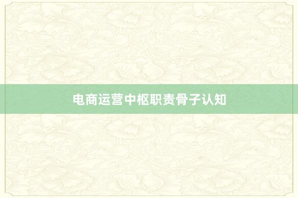 电商运营中枢职责骨子认知