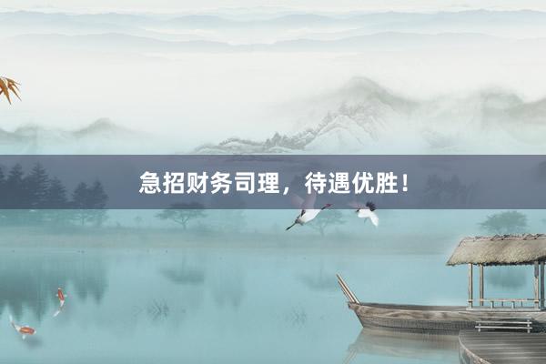 急招财务司理，待遇优胜！